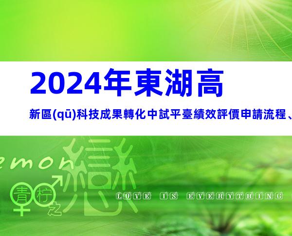 2024年東湖高新區(qū)科技成果轉化中試平臺績效評價申請流程、時間、對象介紹